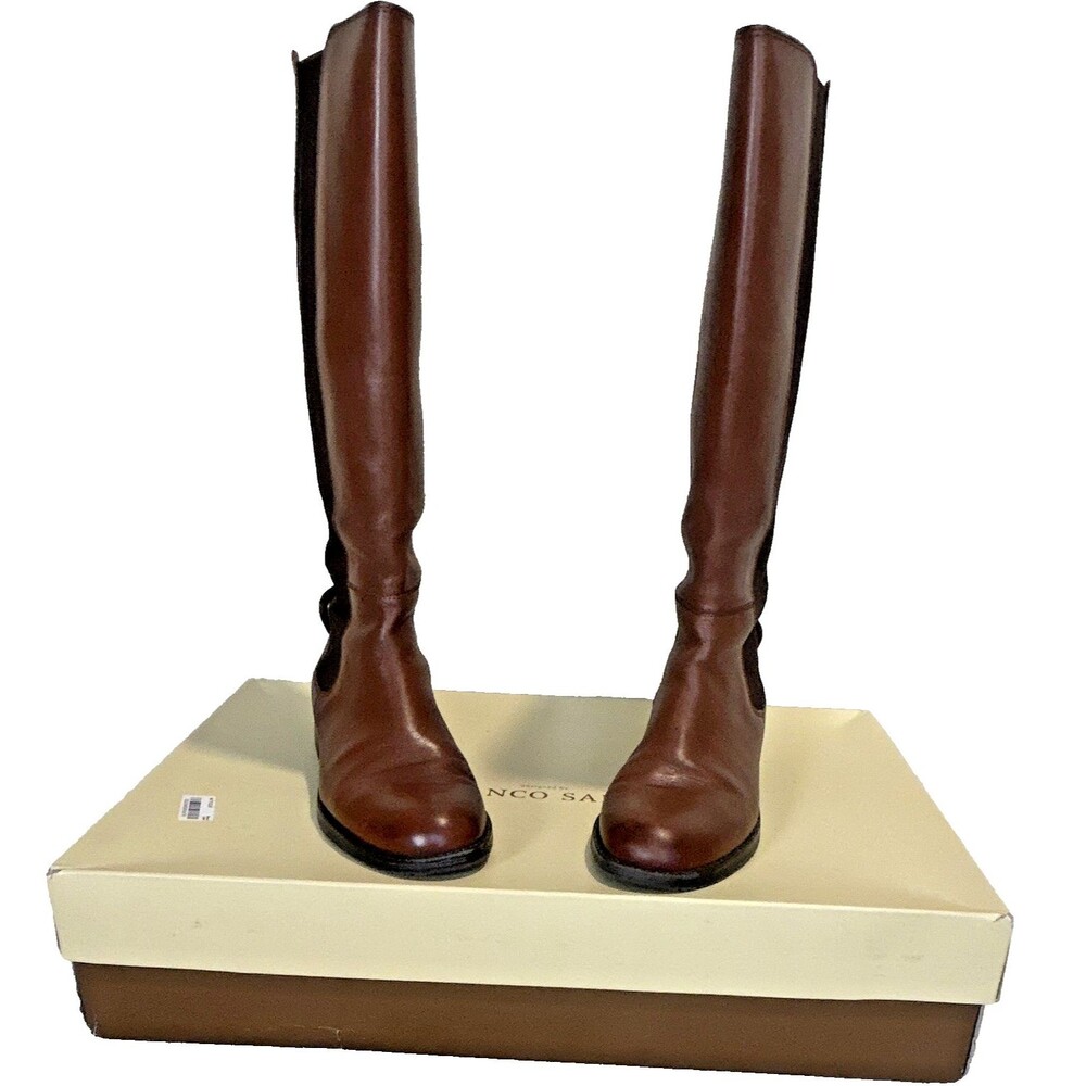 Franco Sarto Tahini Brown Leather Knee High Riding Boots Women’s 8.5M Zip